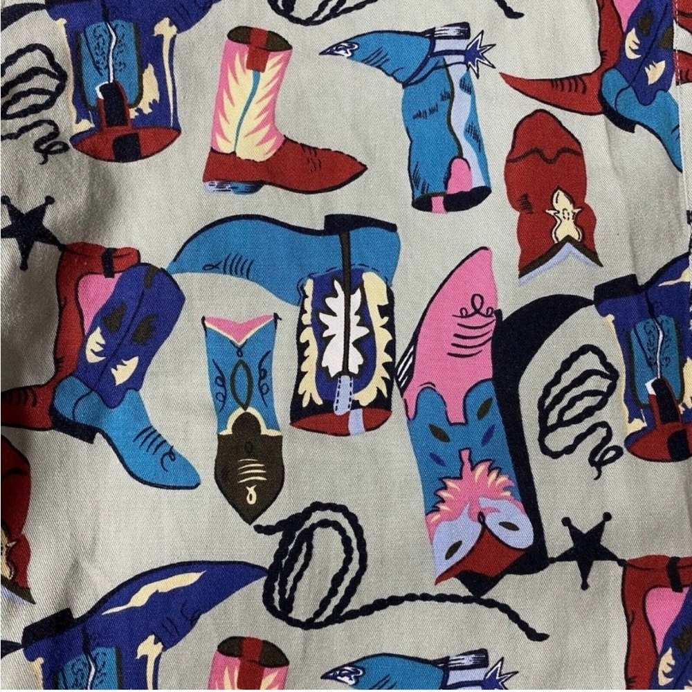 Vintage Woolrich Novelty Western Cowboy Boots Print Button Up Shirt - Picture 7 of 11